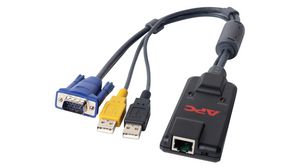 KVM-kabel, USB A hann / VGA hann - RJ45 hunn, 125mm