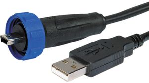 Cable, USB-A Plug - USB Mini-B 5-Pin Plug, 2m, USB 2.0, Black