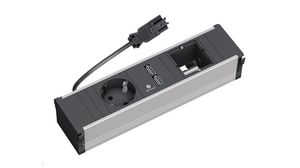 Tisch-Steckdosenleiste mit Custom Modul CONI 1x Steckdose Typ F (CEE 7/3) mit Schutzkontakt / USB-A Socket - GST18i3 100mm