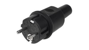 Mains Plug 16A 250V DE/FR Type F/E (CEE 7/7) Plug Black