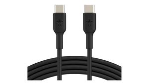 Cable, USB C-kontakt - USB C-kontakt, 1m, USB 2.0, Svart