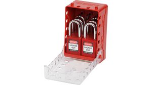 Kompakt låsbox med 6 lås, med olika nycklar, Polykarbonat, 102x145x69mm, Röd