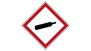 GHS Symbol - Compressed Gas, Diamond, Black / Red on White, Polyester, Warning, 250pcs