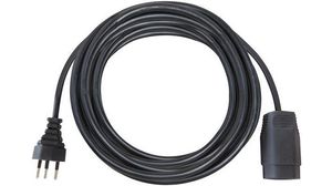 Prodlužovací kabel IP20 PVC Zástrčka CH typ J (T12) - Zásuvka CH typ J (T13) 10m Černá