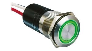 Pushbutton Switch, Vandal Proof Momentary Function 3.5V Green 1NO IP66 Open End