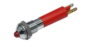 Lysdiodsindikator, Röd, 8mcd, 24V, 6mm, IP67