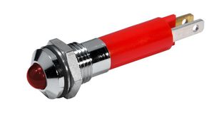 Lysdiodsindikator, Röd, 80mcd, 24V, 8mm, IP67