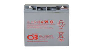Rechargeable Battery, Lead-Acid, 12V, 20Ah, Screw Terminal, M5