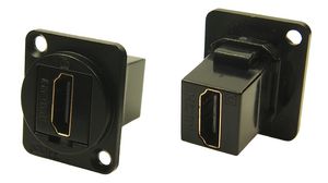 Feed-Through Adapter, Metal Frame, Vertical Mounting, Black, HDMI Socket - HDMI Socket