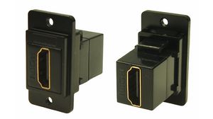 Genomföringsadapter, metallram, M3-monteringshål, svart, 3840 x 2160, HDMI-sockel - HDMI-sockel