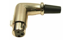 XLR Connector, Socket, Right Angle, Cable Mount, Poles - 3