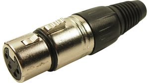 XLR Connector, Female / Plug, Straight, Cable Mount, Poles - 4