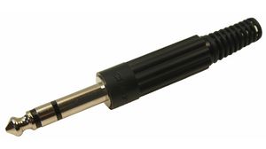 Audio Connector, Plug, Stereo, Straight, 6.35 mm