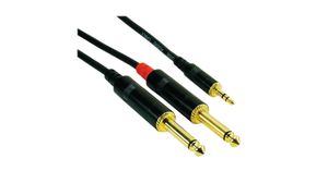 Audio Cable, Stereo, 3.5 mm Jack Plug - 2x 6.35 mm Jack Plug, 5m