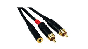 Audio Cable, Stereo, 3.5 mm Jack Socket - 2x RCA Plug, 300mm