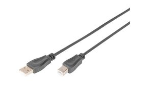 Cable, USB-A Plug - USB-B Plug, 1m, USB 2.0, Black