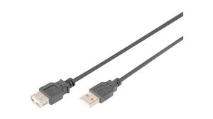 Extension Cable, USB-A Plug - USB-A Socket, 3m, USB 2.0, Black