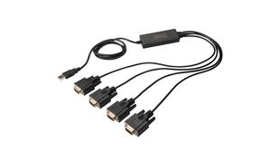 USB-soros adapterkábel, 1,5 m, RS-232, 4 DB9 dugasz