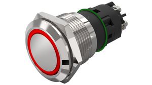 Osvětlený tlačítkový spínač Funkce aretace 1CO LED Červená Kruh Šroubová svorka