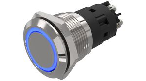 Illuminated Pushbutton Switch Momentary Function 1CO LED Blue Ring Screw Terminal