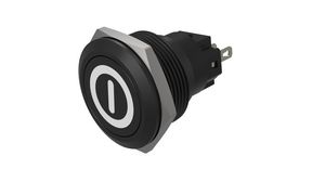 Pushbutton Switch, 1CO, Momentary Function, On / Off Symbol, Black, 22mm