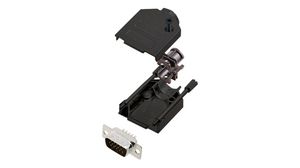 DE-15 Plug D-Sub HD Connector Kit, Zinc Backshell