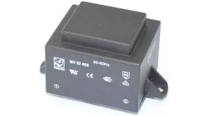 Transformateur pour cartes de circuits imprimés, 230 VAC, 2x 15 VAC, 200mA, 6VA