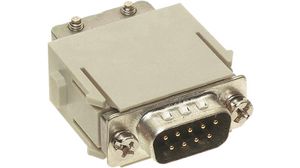 D-Sub Connector Kit, DE-9 Plug, Crimp, Die-Cast Zinc Alloy