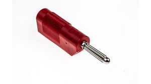 Red Male Banana Plug, 4 mm Connector, Screw Termination, 30A, 30 V ac, 60V dc, Nickel