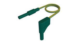 Test Lead, Plug, 4 mm - Socket, 4 mm, Green / Yellow, Nickel-Plated Brass, 1m