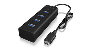 USB Hub, USB-C Plug, 3.0, USB Ports 4, USB-A Socket