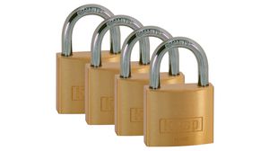 Padlock, Pack of 4 Pieces, Brass, 40mm