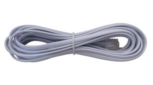 Telephone Cable, RJ11 Plug - RJ11 Plug, Flat, 5m, White