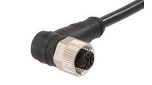 Cordset, Black, Angled, 4A, 22AWG, 10m, M12 Socket - Pigtail, Conductors - 5
