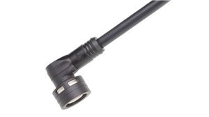 Cordset, WSOR, Black, Angled, 4A, 22AWG, 1m, M12 Plug - Pigtail, Conductors - 4