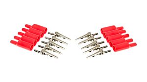 Alligator Clips with Insulators 10pcs 1kV 10A Nickel-Plated Steel Metal / Red