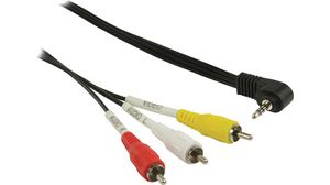 Composite Video Cable, 3.5 mm Jack Plug - 3x RCA Plug 1m
