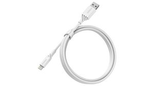 Kabel, USB-A-plugg - Apple Lightning, 1m, USB 2.0, Hvit