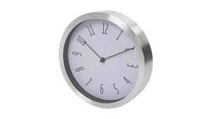 Wall Clock, Aluminium, Analogue, 200mm, Silver / White
