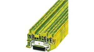 Feed-through terminal block, Spring Clamp, 3 Poles, , 0.08 ... 1.5mm², Green / Yellow