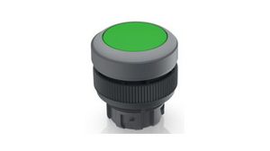 Pushbutton Actuator with Light Grey Frontring Latching Function Round Button Green IP65 RAFIX 22 QR