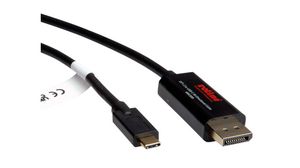 Cable, USB-C Plug - DisplayPort Plug, 2m, Black
