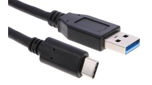 Câble, Fiche USB A - Fiche USB C, 1m, USB 3.0, Noir