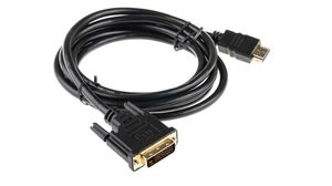 Video Cable, HDMI Plug - DVI Plug, 1920 x 1080, 2m