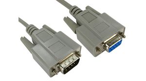 Seriell kabel D-SUB 9-pins hann - D-SUB 9-pins hunn 2m Grå Pakke med 5 stykk