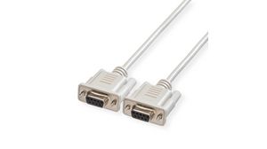 Seriell kabel D-SUB 9-pins hunn - D-SUB 9-pins hunn 1.8m Grå