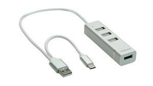 USB-Hub, USB-A-Stecker / USB-C-Stecker, 2.0, USB Ports 4, USB-A-Buchse