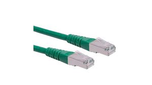 Propojovací kabel, Zástrčka RJ45 - Zástrčka RJ45, Cat 6, S/FTP, 300mm, Zelená
