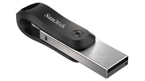 USB Stick, iXpand, 64GB, USB 3.0 / Apple Lightning, Black / Silver