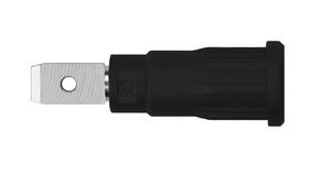 Press-in Socket, Polyamide 6.6, 2mm, Nickel-Plated, 10A, Faston Terminal, 4.8 x 0.8 mm, Black